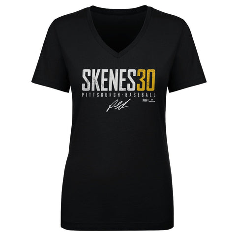 Paul Skenes T-Shirt – Lightweight V-Neck Cotton Tee | Pittsburgh Sportswear Fan Apparel Women's V-Neck T-Shirt - YinzerShop