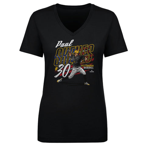 Paul Skenes T-Shirt - Pittsburgh American Flag Cotton V-Neck Tee, Lightweight Short Sleeve Women's V-Neck T-Shirt - YinzerShop