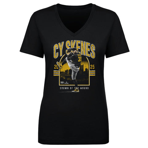 Paul Skenes T-Shirt - Pittsburgh Pirates Cotton V Neck Tee | Lightweight Baseball Fan Apparel Women's V-Neck T-Shirt - YinzerShop