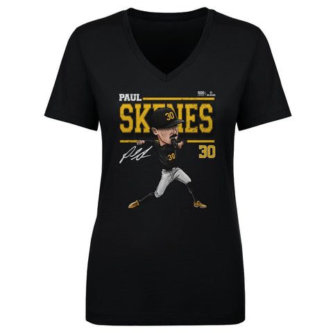 Paul Skenes T-shirt – Pittsburgh V-Neck Cotton Tee | Lightweight Cartoon Graphic Women's V-Neck T-Shirt - YinzerShop