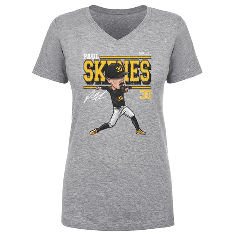 Paul Skenes T-shirt – Pittsburgh V-Neck Cotton Tee | Lightweight Cartoon Graphic Women's V-Neck T-Shirt - YinzerShop
