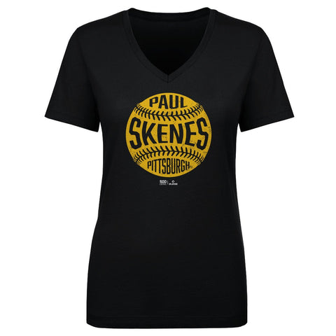 Paul Skenes Vintage Baseball T-Shirt - Lightweight Cotton V-Neck Tee Pittsburgh Women's V-Neck T-Shirt - YinzerShop