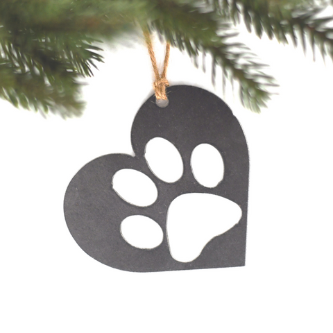 Heart with Paw Print Ornament