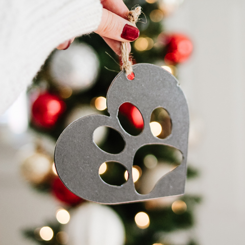 Heart with Paw Print Ornament