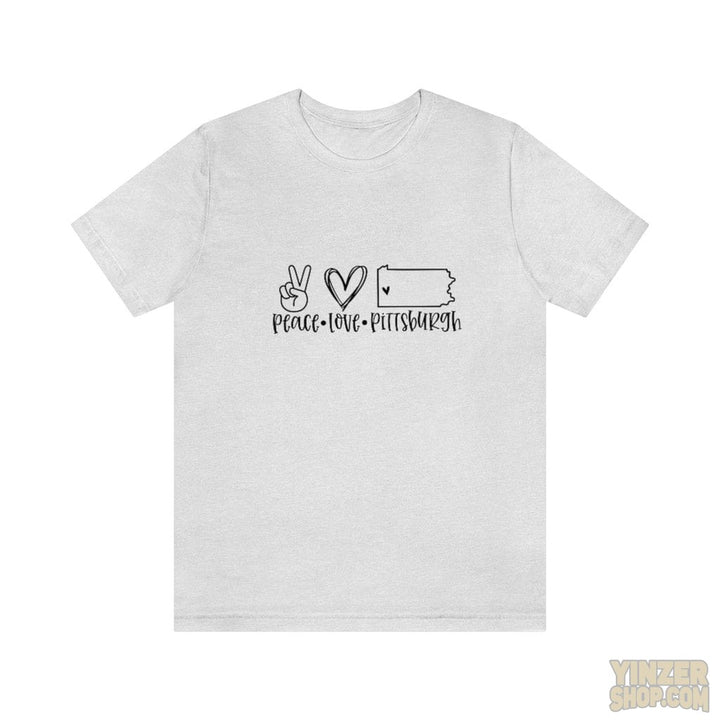 Peace Love Pittsburgh T-Shirt Jersey Short Sleeve Tee T-Shirt Printify Ash S 