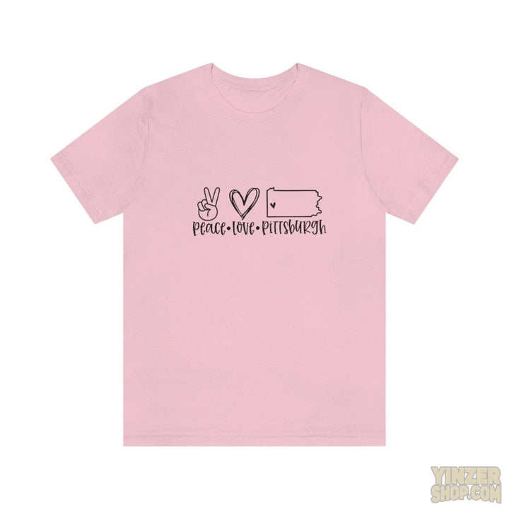 Peace Love Pittsburgh T-Shirt Jersey Short Sleeve Tee T-Shirt Printify Pink S 