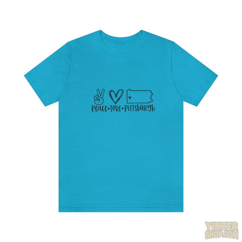 Peace Love Pittsburgh T-Shirt Jersey Short Sleeve Tee T-Shirt Printify Turquoise S 