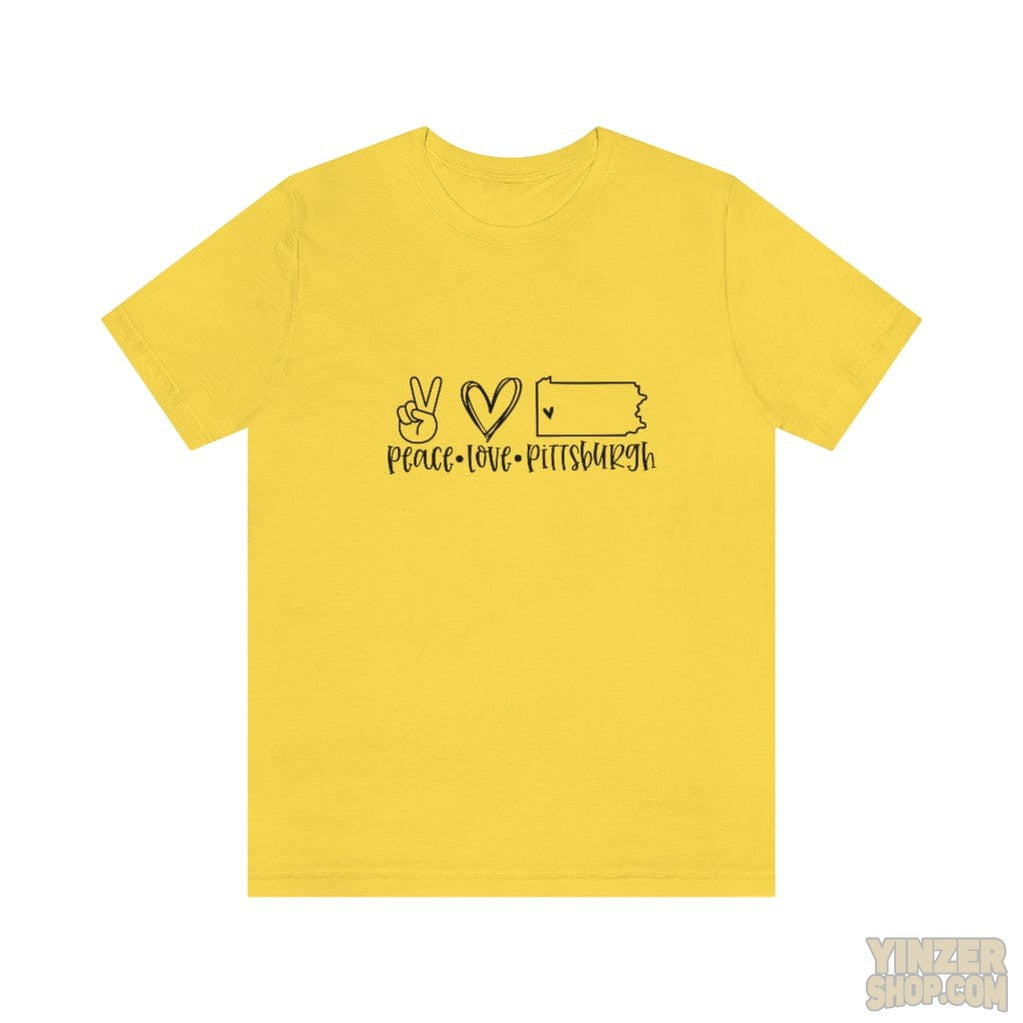 Peace Love Pittsburgh T-Shirt Jersey Short Sleeve Tee T-Shirt Printify Yellow L 