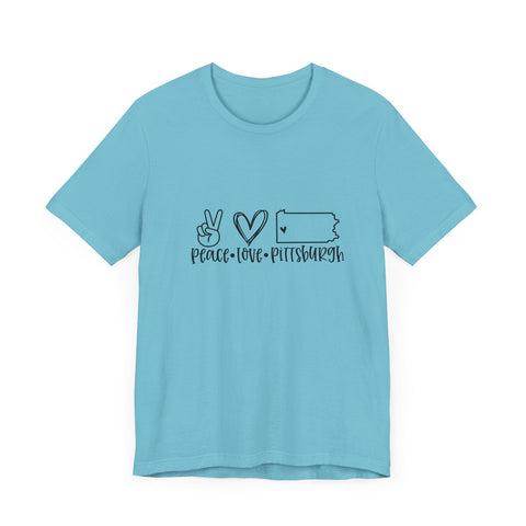 Peace Love Pittsburgh T-Shirt - Unisex bella+canvas 3001 Jersey Short Sleeve Tee T-Shirt - YinzerShop