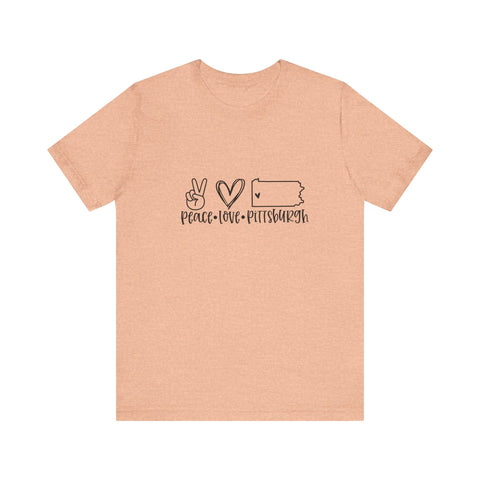 Peace Love Pittsburgh T-Shirt - Unisex bella+canvas 3001 Jersey Short Sleeve Tee T-Shirt - YinzerShop