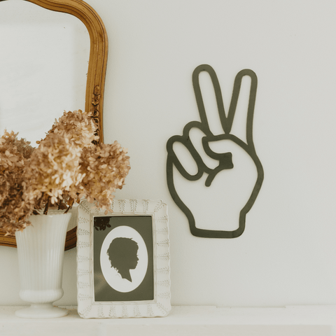 Peace Sign Wall Decor | Recycled Steel Cutout Art With Magnetic Photo Display Wall Decor - YinzerShop