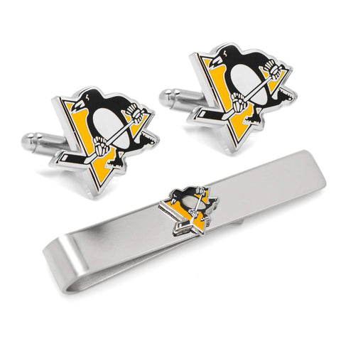 Penguins Cufflinks Gift Set – Official NHL Cufflinks & Tie Bar | Pittsburgh Accessories Gift Set - YinzerShop