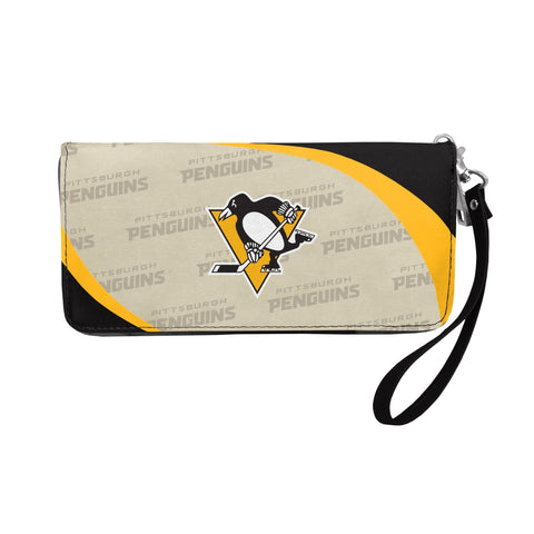 Penguins Zip Wallet | Licensed Hockey Wallet With Accordion Zipper Pouch & Card Holder Slots Wristlet - YinzerShop