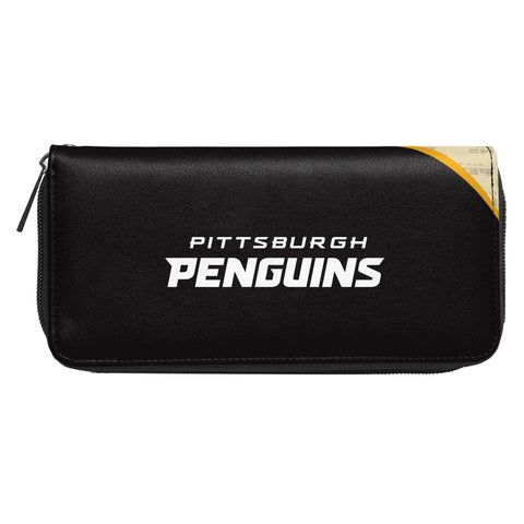 Penguins Zip Wallet | Licensed Hockey Wallet With Accordion Zipper Pouch & Card Holder Slots Wristlet - YinzerShop