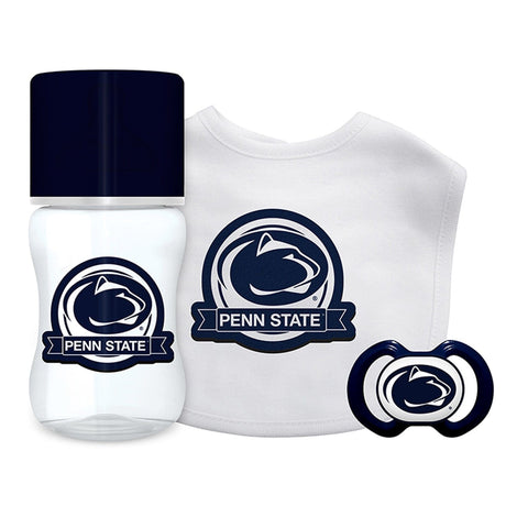 Penn State Baby Gift - 3-Piece Nittany Lions Set with Silicone Bottle & Bib Gift Set - YinzerShop