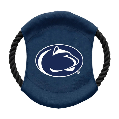 Penn State Flying Disc - Durable Dog Frisbee Toy With Rope Edge & Team Logo Pet Toy - YinzerShop