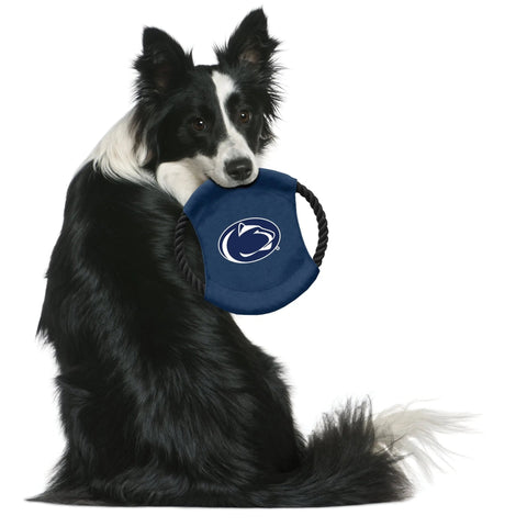 Penn State Flying Disc - Durable Dog Frisbee Toy With Rope Edge & Team Logo Pet Toy - YinzerShop