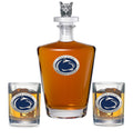 Penn State Glass Decanter Set – 25 Oz Pewter Decanter with 3D Top Cougar & 2 Double Old Fashioned Glasses Decanter Set - YinzerShop