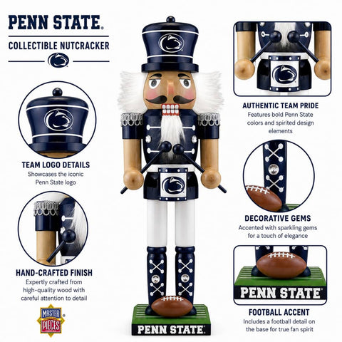 Penn State Nutcracker - Collectible Wooden Holiday Sports Decor With Team Colors Decor - YinzerShop