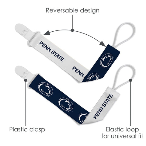 Penn State Pacifier Clip - Official NCAA Licensed Nittany Lions Baby Gear 2-Pack Pacifiers & Clips - YinzerShop