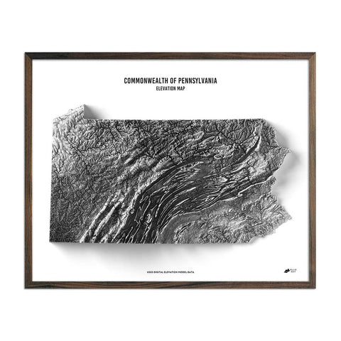 Pennsylvania Elevation Map – Detailed Topographic Relief Map With Hillshade Art Elevation - YinzerShop