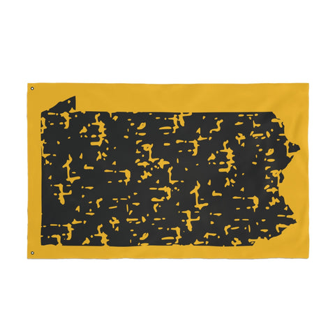Pennsylvania Grunge - Double Sided Flag - Black and Gold Home Decor - YinzerShop