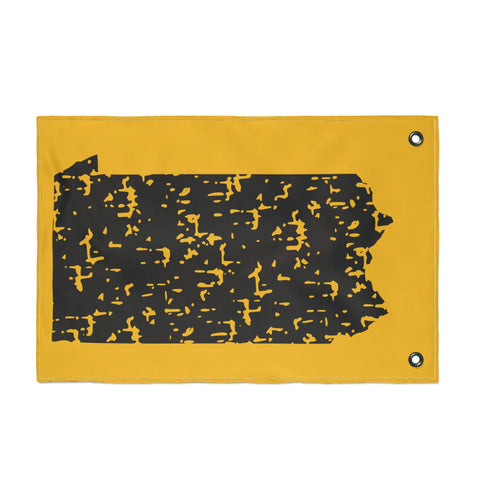 Pennsylvania Grunge - Double Sided Flag - Black and Gold Home Decor - YinzerShop