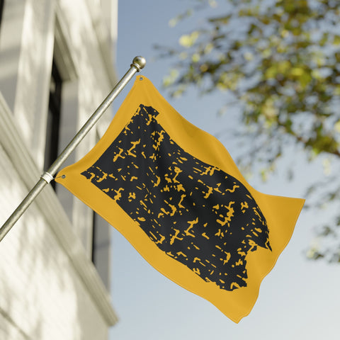 Pennsylvania Grunge - Double Sided Flag - Black and Gold Home Decor - YinzerShop