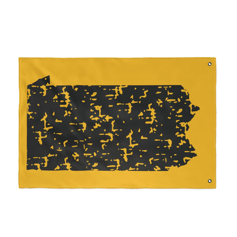 Pennsylvania Grunge - Double Sided Flag - Black and Gold Home Decor - YinzerShop