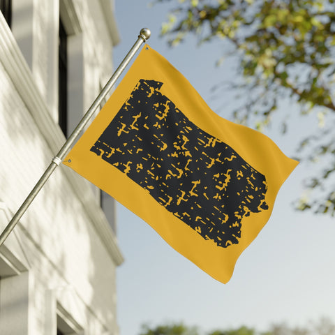 Pennsylvania Grunge - Double Sided Flag - Black and Gold Home Decor - YinzerShop