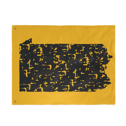 Pennsylvania Grunge - Double Sided Flag - Black and Gold Home Decor - YinzerShop