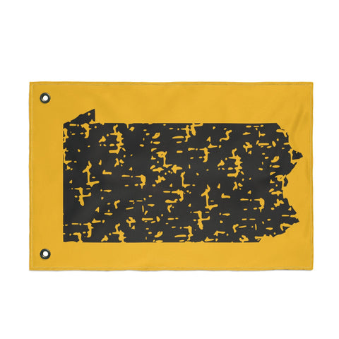 Pennsylvania Grunge - Double Sided Flag - Black and Gold Home Decor - YinzerShop