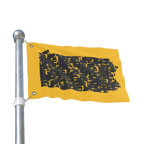 Pennsylvania Grunge - Double Sided Flag - Black and Gold Home Decor - YinzerShop