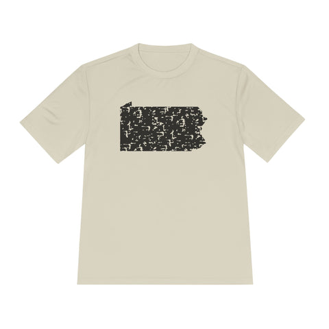 Pennsylvania Grunge - Sport-Tek Unisex Moisture Wicking Tee T-Shirt - YinzerShop