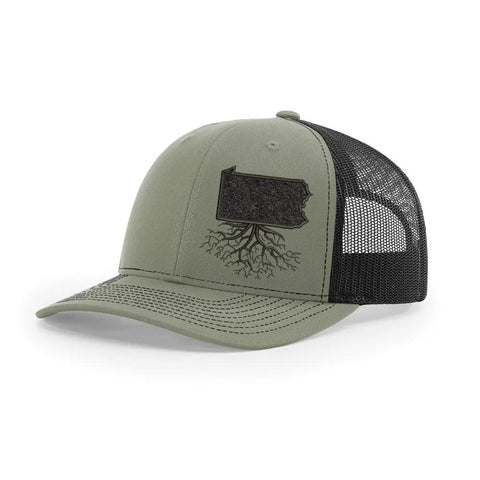 Pennsylvania Hook & Loop Trucker Cap | WearYourRoots Snapback Hat WYR Loden/Black  