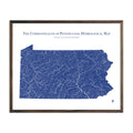 Pennsylvania Hydrological Map - Detailed Water Flow Map & River Basin Poster Hydrology - YinzerShop