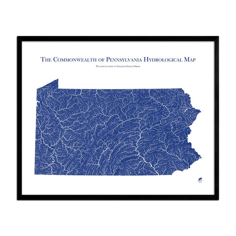 Pennsylvania Hydrological Map - Detailed Water Flow Map & River Basin Poster Hydrology - YinzerShop