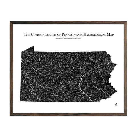 Pennsylvania Hydrological Map - Detailed Water Flow Map & River Basin Poster Hydrology - YinzerShop