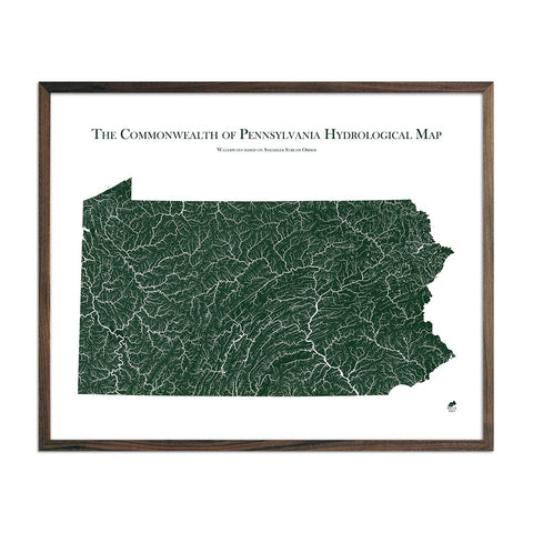 Pennsylvania Hydrological Map - Detailed Water Flow Map & River Basin Poster Hydrology - YinzerShop