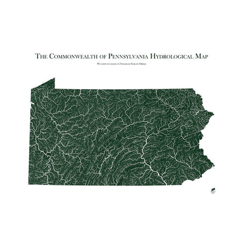Pennsylvania Hydrological Map - Detailed Water Flow Map & River Basin Poster Hydrology - YinzerShop