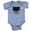 Pennsylvania Lil' Roots Onesie | WearYourRoots Baby One-Piece WYR Grey Newborn 