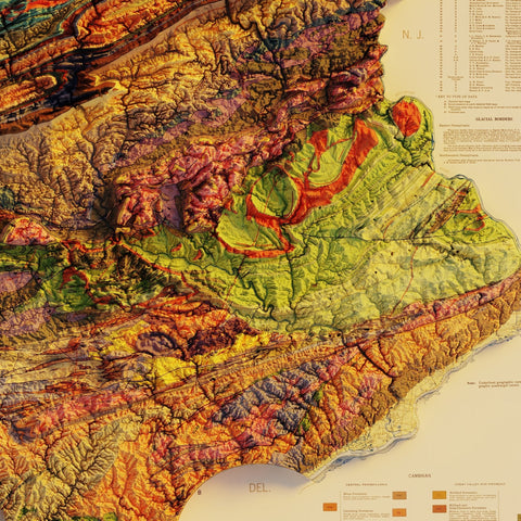Pennsylvania Shaded Relief Map – 1960 Pennsylvania Map Vintage State Print Vintage Relief - YinzerShop