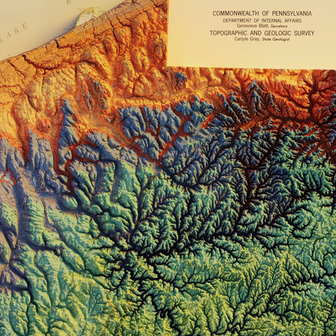 Pennsylvania Shaded Relief Map – 1960 Pennsylvania Map Vintage State Print Vintage Relief - YinzerShop