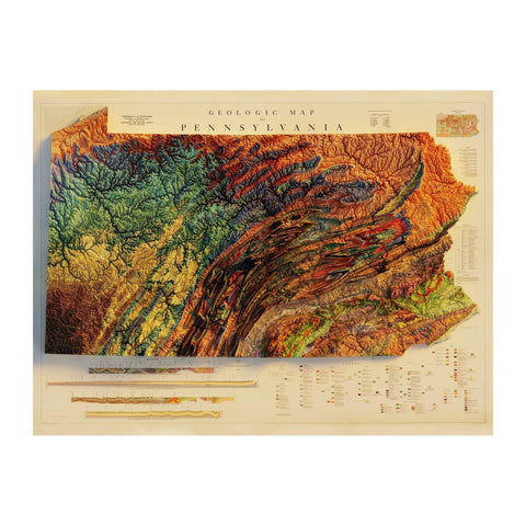 Pennsylvania Shaded Relief Map – 1960 Pennsylvania Map Vintage State Print Vintage Relief - YinzerShop