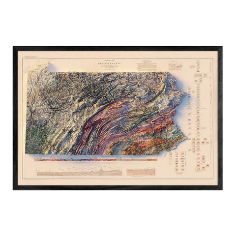 Pennsylvania Shaded Relief Map – Vintage 1931 State Map Print With 3D Elevation Vintage Relief - YinzerShop