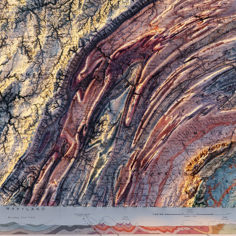 Pennsylvania Shaded Relief Map – Vintage 1931 State Map Print With 3D Elevation Vintage Relief - YinzerShop