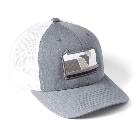 Pennsylvania Snapback Hat – Modern Trucker Fit With Embroidered Patch | Stylish Grey Meshback Snapback Hat - YinzerShop