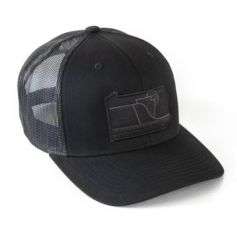 Pennsylvania Snapback Hat - Stylish Black Meshback Trucker Patch Hat With PA Symbol Snapback Hat - YinzerShop