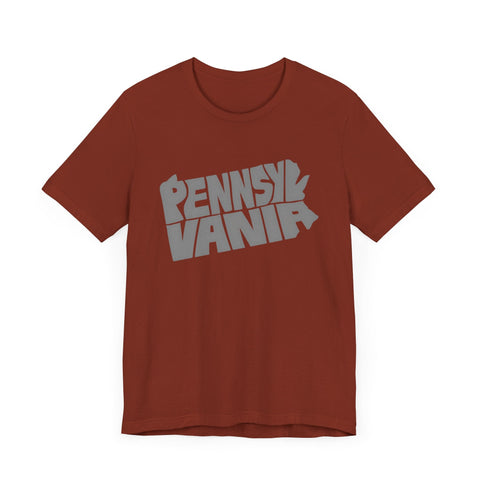 Pennsylvania State Map Typography Wordart Graphic - Short Sleeve Tee T-Shirt - YinzerShop