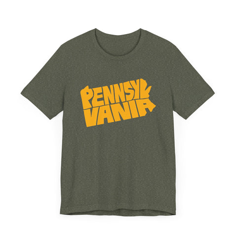 Pennsylvania State Map Typography Wordart Graphic - Short Sleeve Tee T-Shirt - YinzerShop